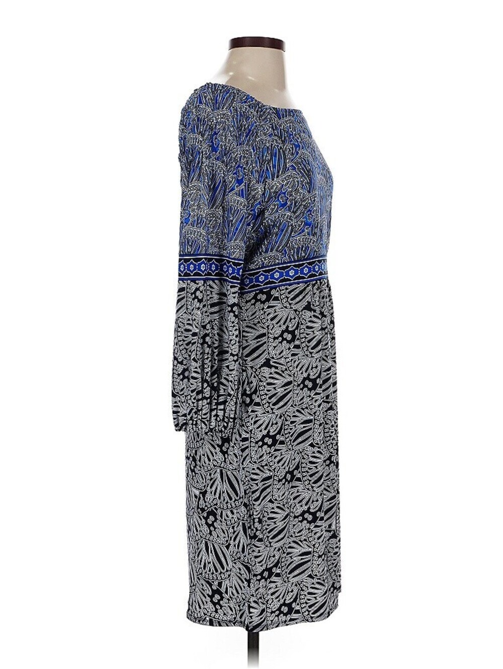 Laundry by Shelli Segal Long Sleeve Mixed Print Midi Dress Geometric Border, 4 - Picture 2 of 8